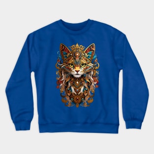 Gold Cat Ornamental Tribal retro vintage art design Crewneck Sweatshirt